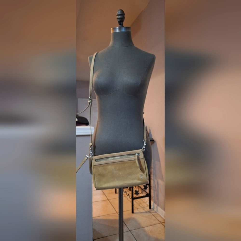 Frye crossbody/clutch in taupe.